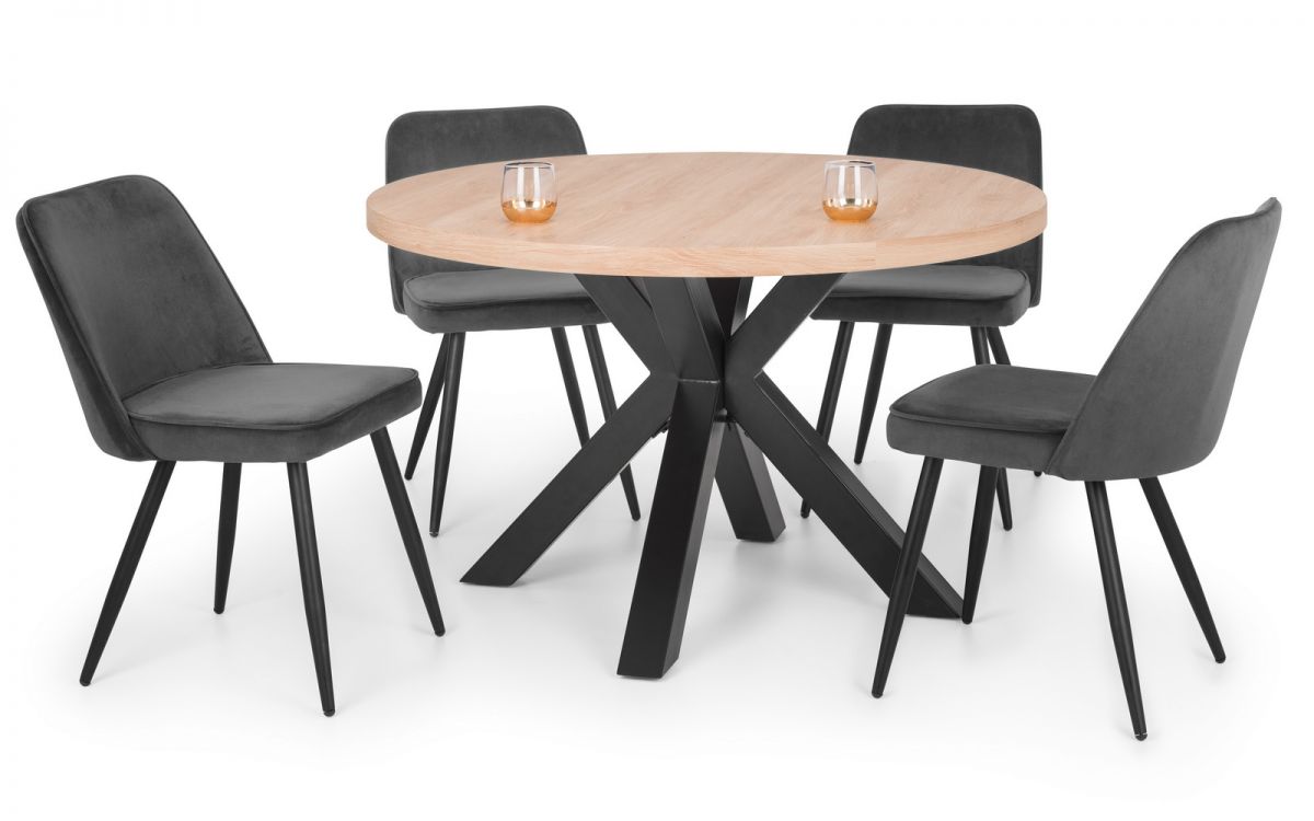 Julian Bowen Limited Berwick Round Table & 4 Burgess Grey Chairs
