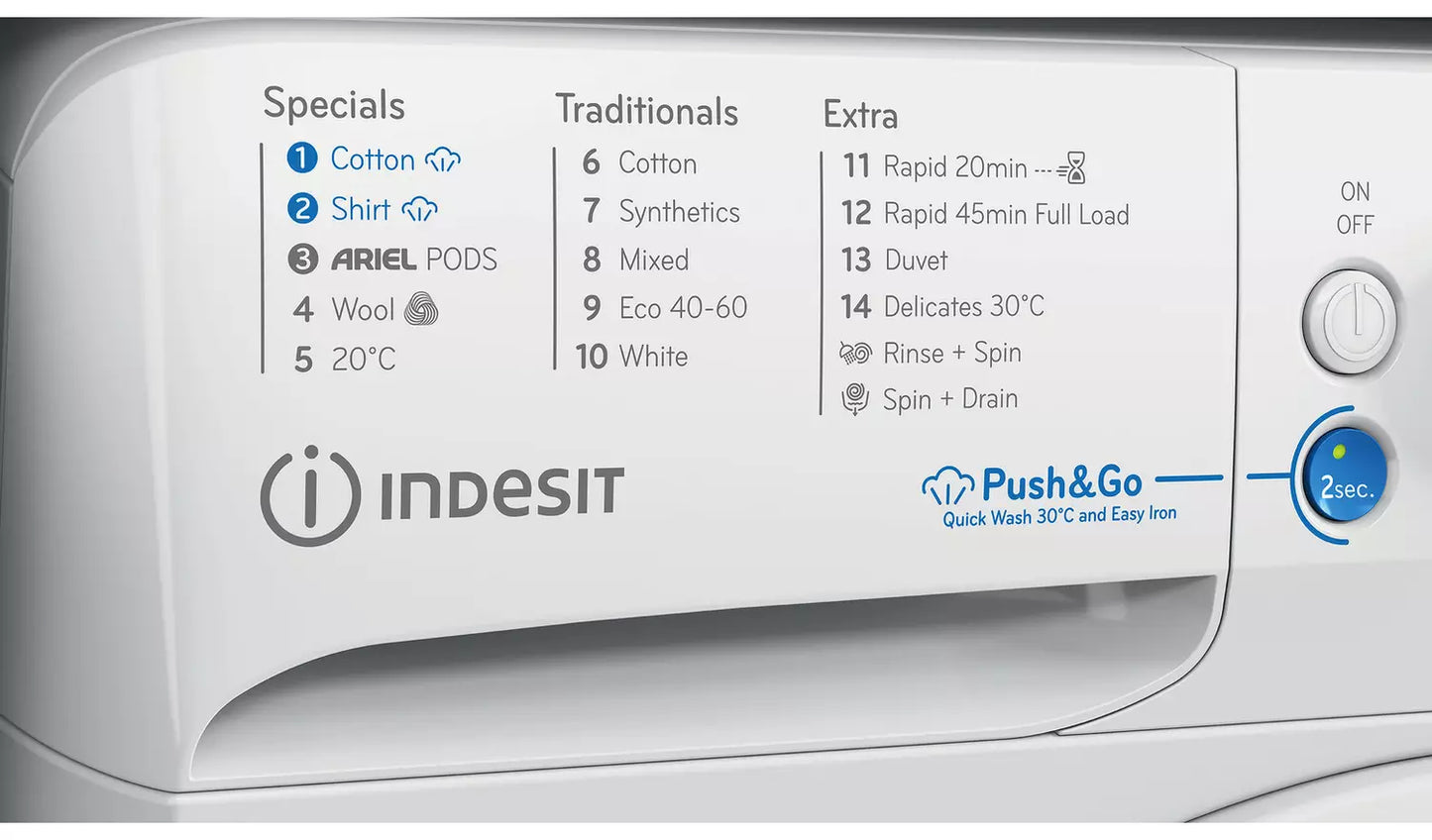 Indesit Push&Go BWE91496X WV UK 9kg Washing Machine with 1400 rpm - White - A Rated