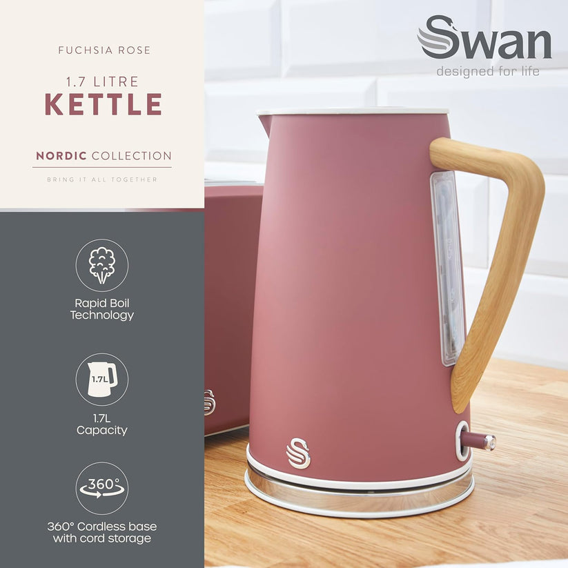 Swan SK14610FUS 1.7L Cordless Kettle Fuscia