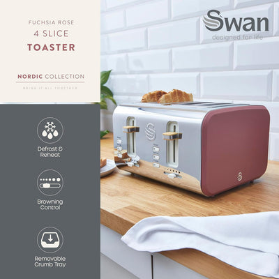 Swan ST14620FUS Nordic 4 Slice Toaster Fuscia