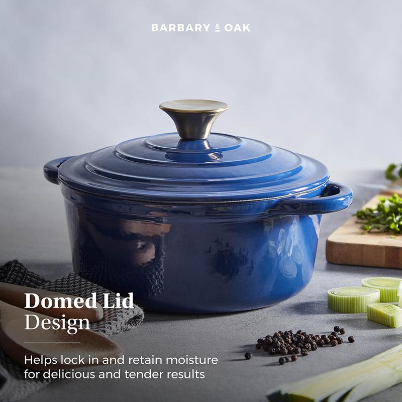 Barbary Oak Foundry 20cm Round Cast Iron Casserole Limoges Blue