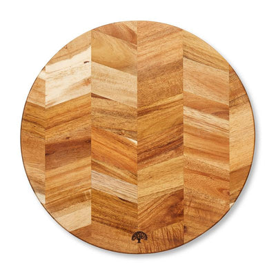 Barbary Oak Round Acacia Chevron Chopping Board - BO847023