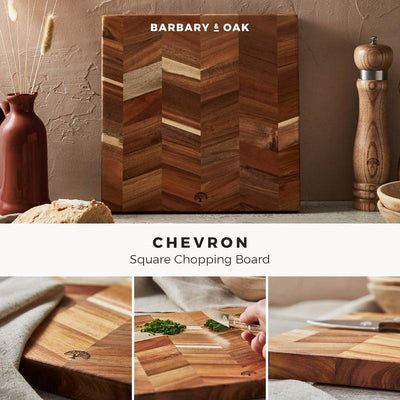 Barbary Oak Square Acacia Chevron Chopping Board - BO847024