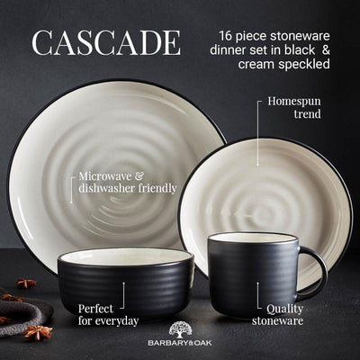 Barbary Oak Cascade 16 Piece Dinnerware Set - BO867006BLK