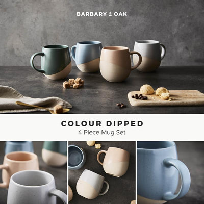 Barbary Oak Set of 4 Dipped Mugs Assorted Colours - BO874000