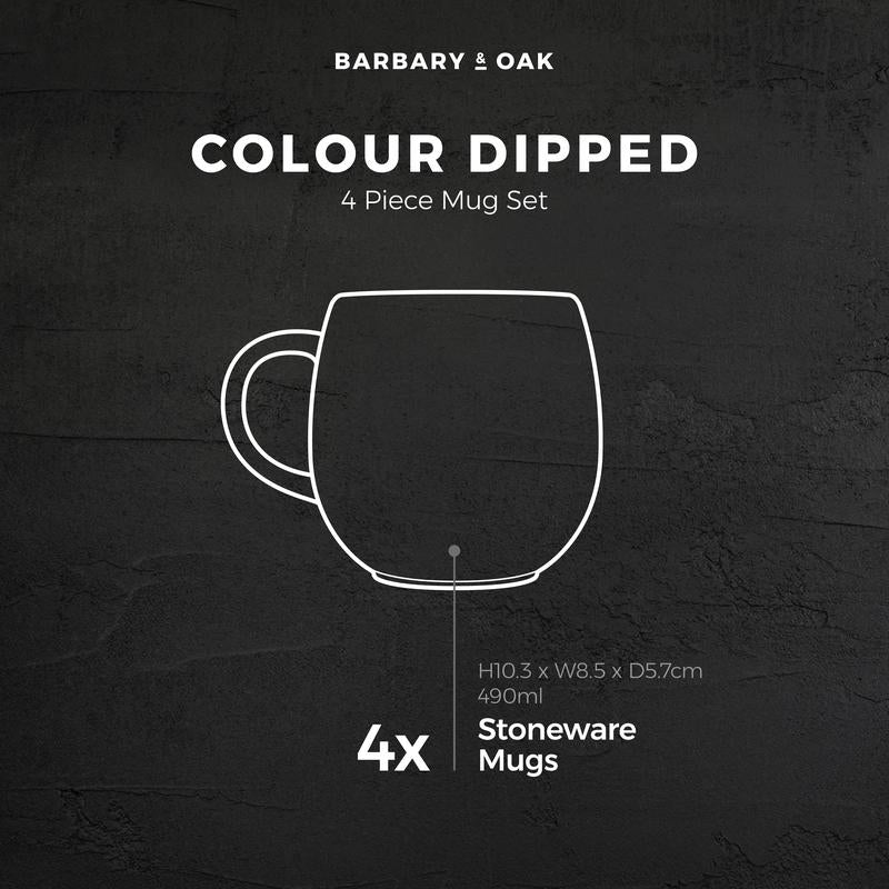Barbary Oak Set of 4 Dipped Mugs Assorted Colours - BO874000