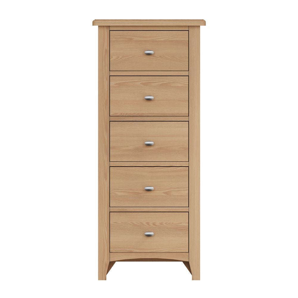 Essentials	GAO Bedroom	5 Drawer Narrow Chest Light oak