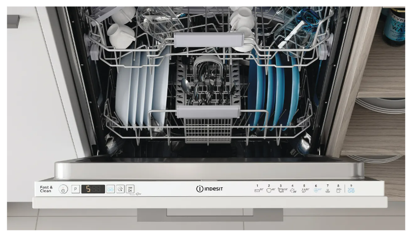 Indesit D2IHD526UK Fully Integrated Standard Dishwasher - White Control Panel with Fixed Door Fixing Kit - E Rated