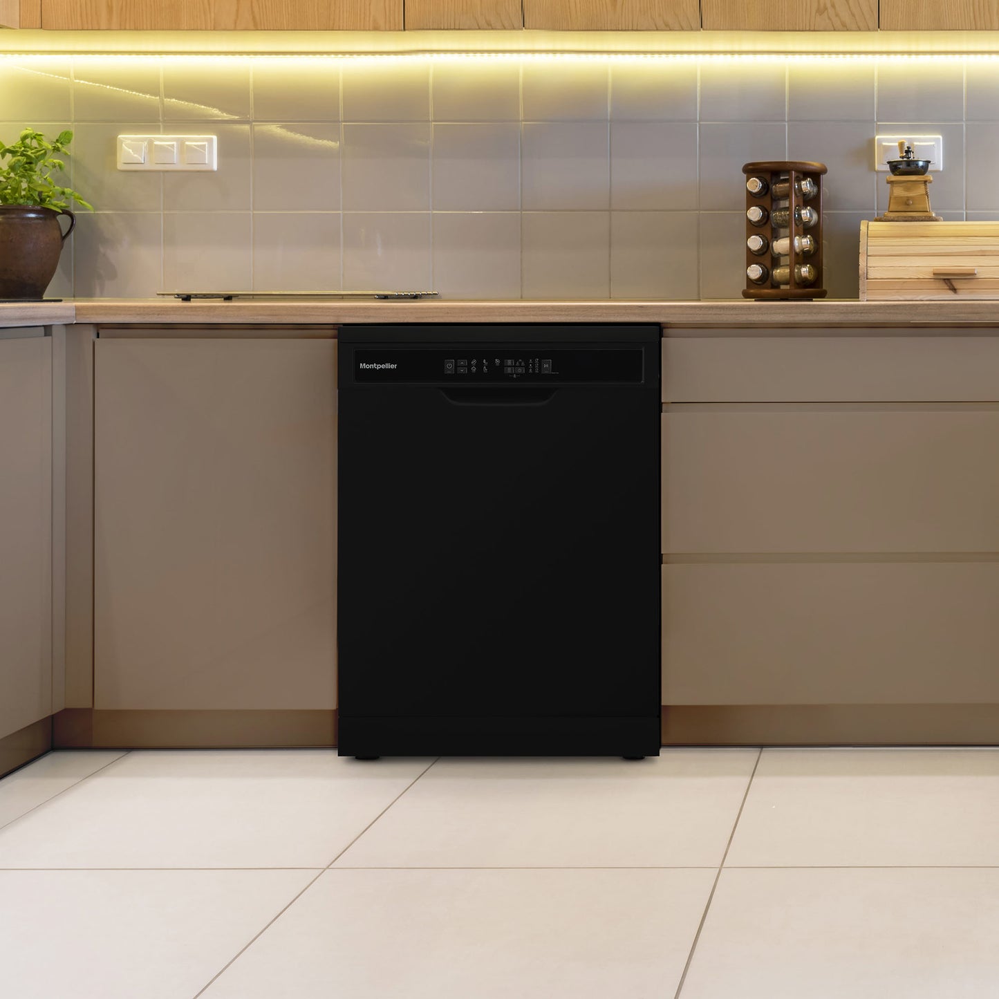 Montpellier Domestic Appliances Ltd MDWD1354K Freestanding Dishwasher - Black