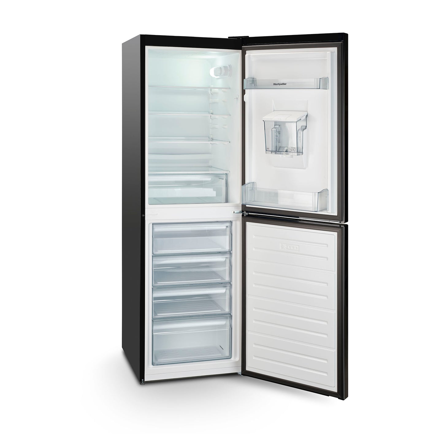 Montpellier Domestic Appliances Ltd MLF1770KWD 55CM Black Fridge Freezer - Water Dispenser