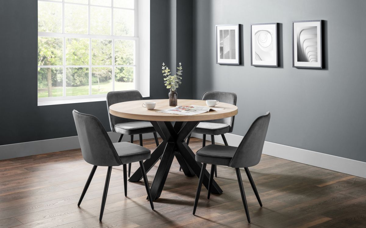 Julian Bowen Limited Berwick Round Table & 4 Burgess Grey Chairs