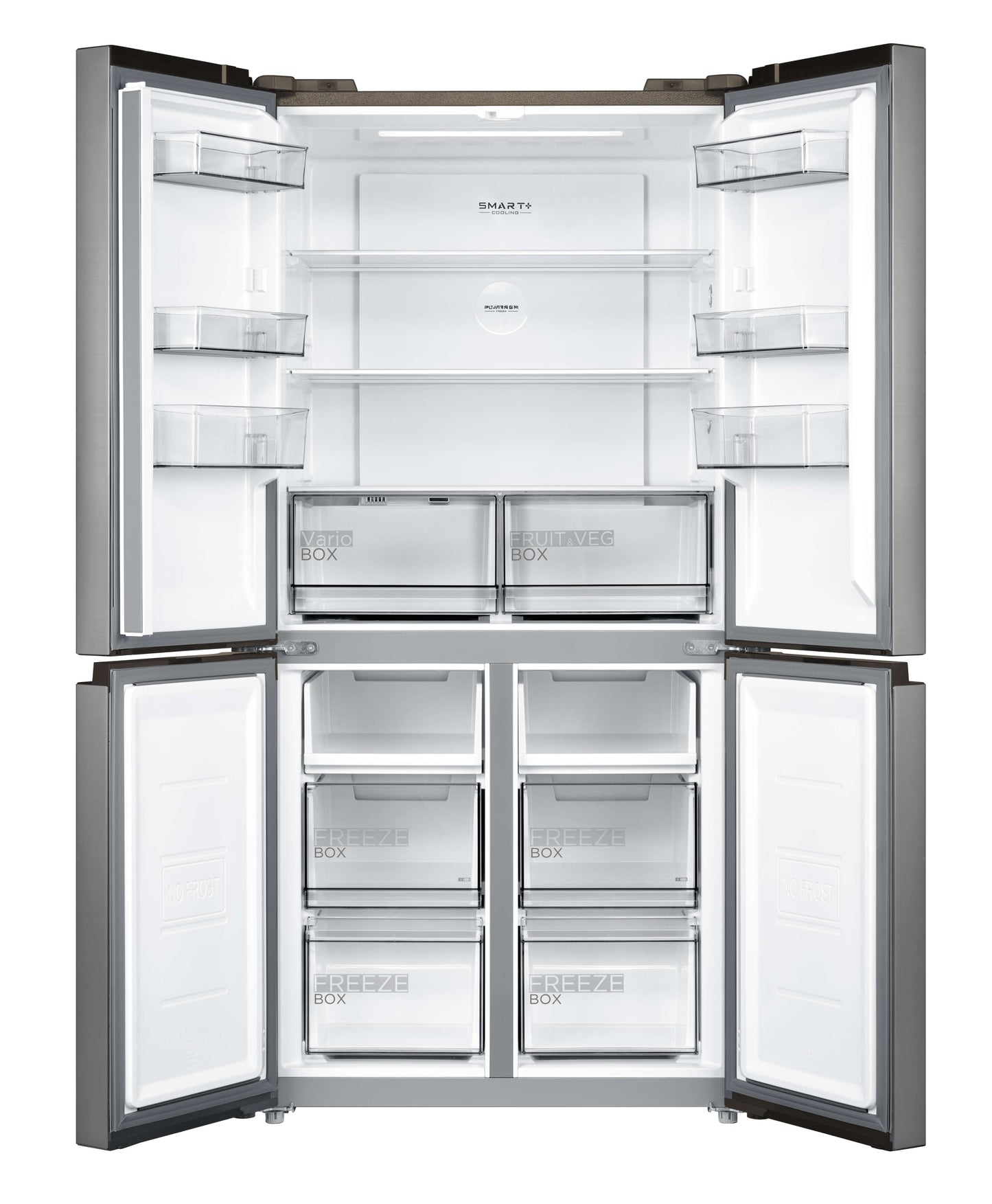 Midea MDRF632FIE46 Freestanding Fridge Freezer, No Frost, 474L, 305L Fridge+169L Freezer with LED Light,83.3cm Wide,Midea Inox