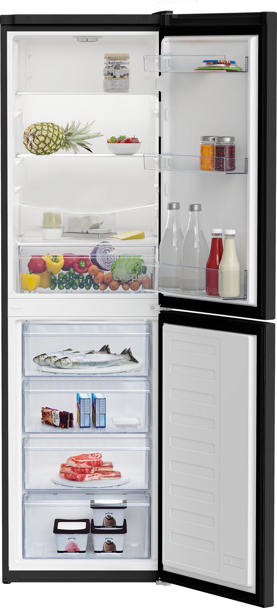 Beko CFG4582B 182cm High 50/50 Frost Free Fridge Freezer - Black - E Rated